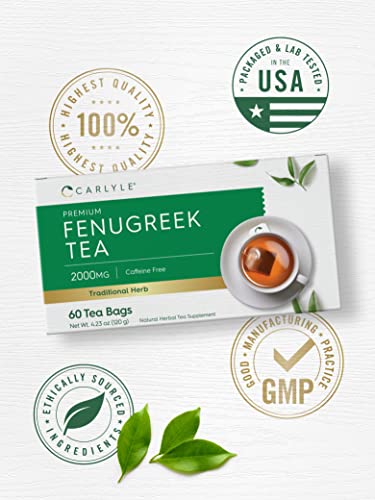 Carlyle CL15042 Fenugreek Seed Tea | 60 Tea Bags | No Caffeine | Vegetarian, Non-Gmo & Gluten Free Herbal Tea Supplement thumb #4
