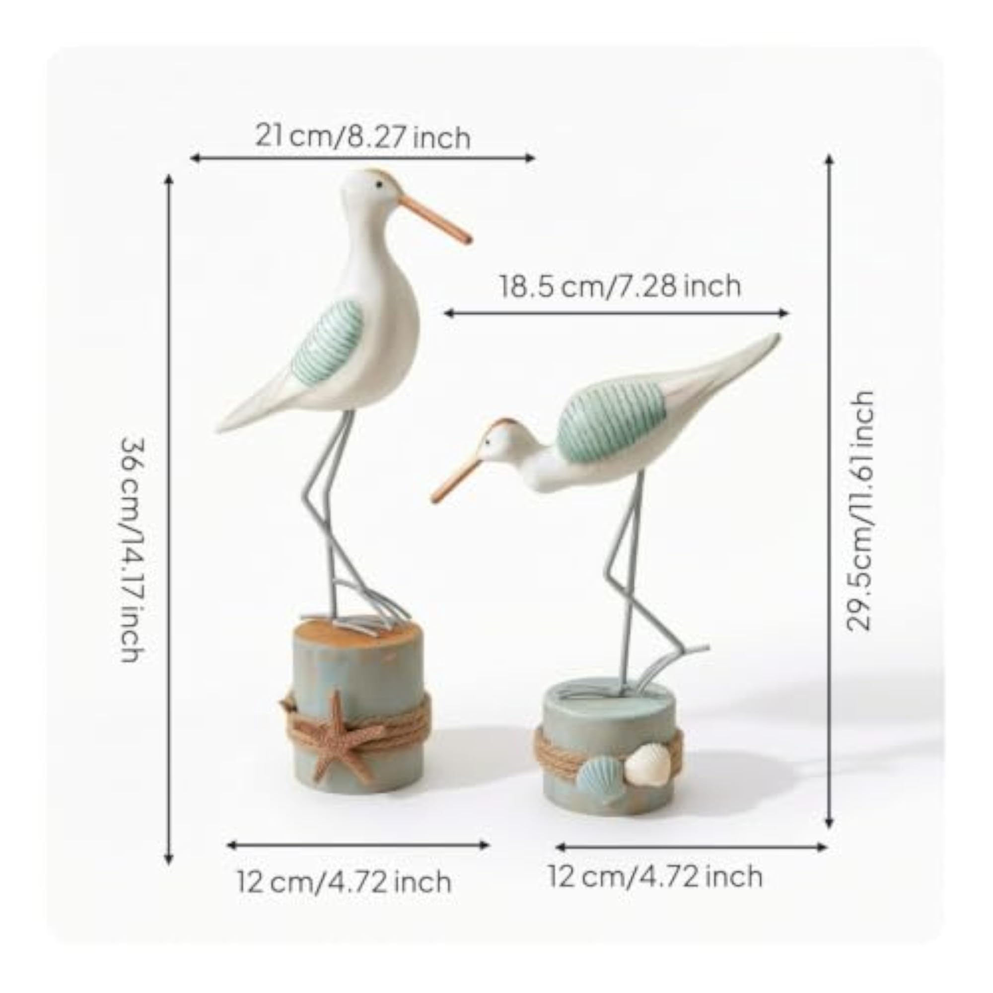 2 Pieces Tabletop Bird Figurine Sculptural Sculpture
