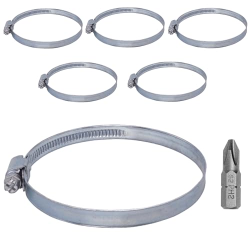SKIR'CO (6 piezas) Abrazaderas de manguera ajustables de 80-100 mm, abrazaderas de manguera de acero galvanizado DIN 3017, abrazaderas de tubo, clips de manguera de diámetro ajustable