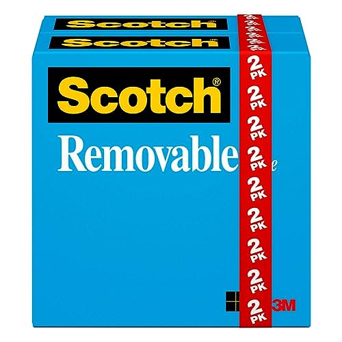 Scotch Removable Tape, 3/4 in. x 1,296 in., 2 Rolls, 1 in. Core - image 1