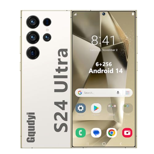 Gqudyi S24 Ultra Android TeléFono MóVil,S24 6gb+256gb 72mp+108mp TeléFono Inteligente,5g 7.3 Pulgadas de Alta DefinicióN 10 Core Dual Sim TeléFono,5g Reconocimient(Size:6+256GB,Color:Blanco)