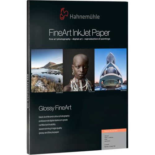 Hahnemuhle 300gsm FineArt Baryta Satin Photo Paper, 8.5x11", 0.37mm Thickness, 25 Sheets