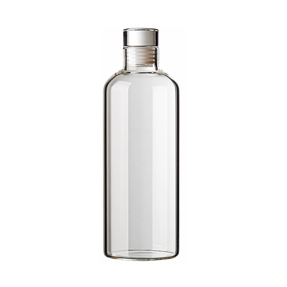 Vllcsla Glass Water Bottle 1000ml / 750ml / 500 ml, Leakproof Water Bottle with Time Marking Glass, Screw Top Glass Bottle Reusable, for Wine, Beverages, Liquids - Office Water Bottle Glass, 750ml