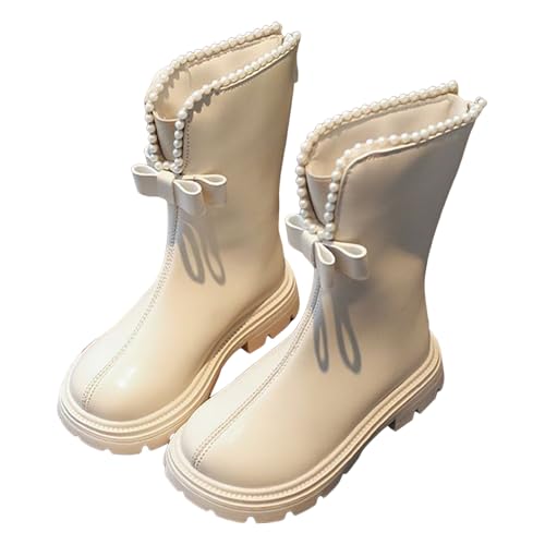 IWIHMIV Mid Calf Riding Boots for Girls Riding Plus Velvet Long Booties Platform Little Girls Pull On Winter Boots2