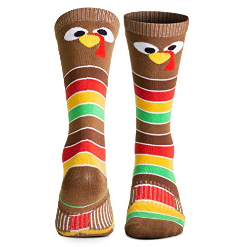 ChalkTalkSPORTS Holiday Woven Knee-High Socks | Thanksgiving Goofy Turkey With Stripes | Multiple Sizes2