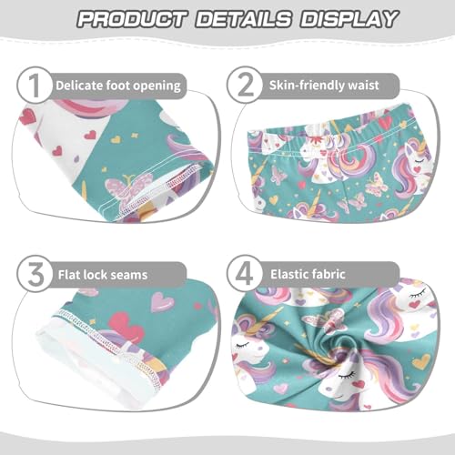 Cute Unicorn Face Girls' Leggings Toddler Doodles Butterflies Kids Yoga Pants Dance Active Tights 4T3