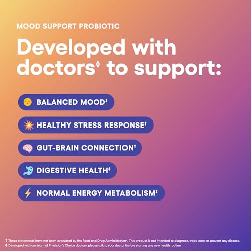Physician's CHOICE Mood Support Probiotic - Supports a Balanced Mood, Healthy Stress Response & Digestive Health with Prebiotics, Ashwagandha, Vitamin B12, Folate - for Men & Women - 30ct - Image 4