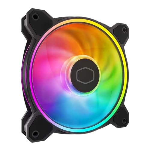 Cooler Master MasterFan MF120 Halo² Ventilateur à double anneau ARGB Gen 2, 120 mm 2050 tr/min, pales de ventilateur élargies, cadre hybride pour boîtier PC, refroidisseur liquide et air