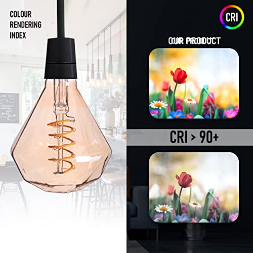 LEDSone Vintage LED Diamond Light Bulb, Warm 2700K, E27, 4W, 1 Pack - Image 4