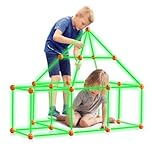 VEVOR Fort Building Kit for Kids, 85PCS Glow in The Dark STEM Building Toys, Educational Gift for 3+ Year Old Boys & Girls, Indoor Outdoor Play Tent Construction Toys with 55 Rods and 30 Balls