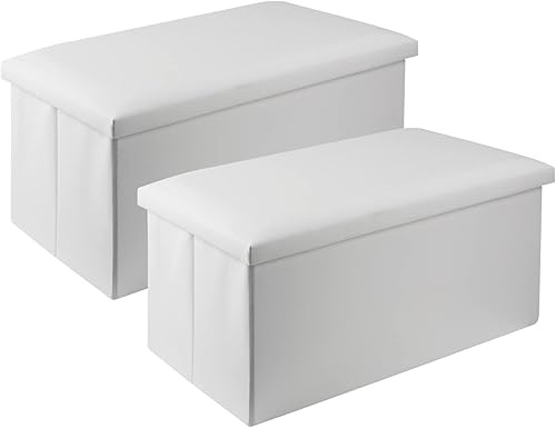 ECOMEX Banco otomano plegable de almacenamiento banco otomano plegable de 30 pulgadas con bandeja baúl de almacenamiento largo de piel sintética