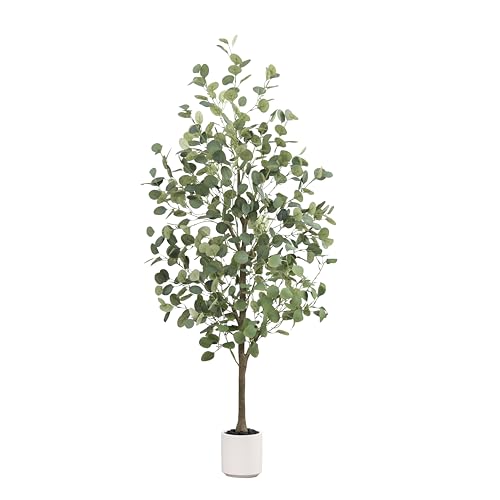 Faux Eucalyptus Tree 5FT Tall Artificial Eucalyptus Tree Indoor Outdoor, Fake Eucalyptus Plant with...