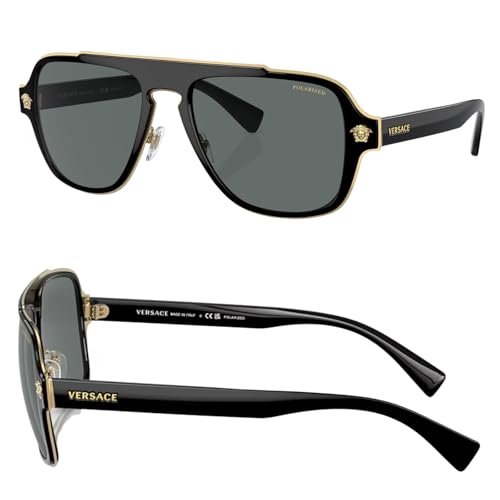 Versace VE2199 Oval Heart Sunglasses for Men – Metal Frame with Temples, eShades Eyewear Kit Included