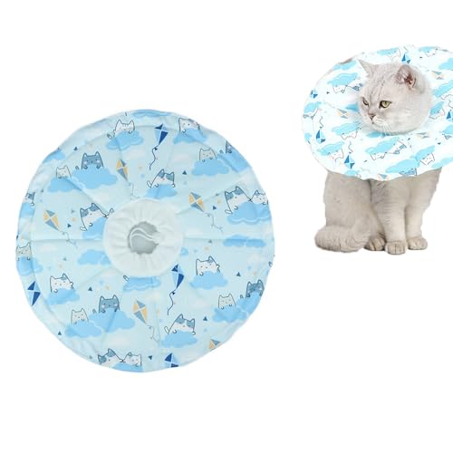 RUIFANDAHK エリザベスカラー 猫用 小型犬用 ソフト 軽量 術後ケア 傷口保護 舐め防止 引っ掻き防止 避妊手術 去勢手術 視界や飲食を妨げない かわいい花型 ペット用 防水 形状変更可能 紐調整 軽量 柔軟(ブルー/ピンク S・Mサイズ) (ブ