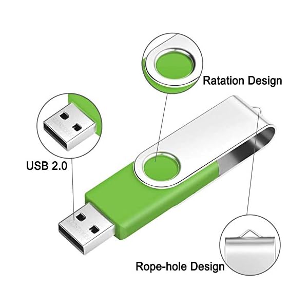 32 GB USB Stick 10 Stück Memory Sticks - Tragbar Grün Speicherstick 32GB USB 2.0 Flash Laufwerk - Einklappbarer Grün… – Bild 3