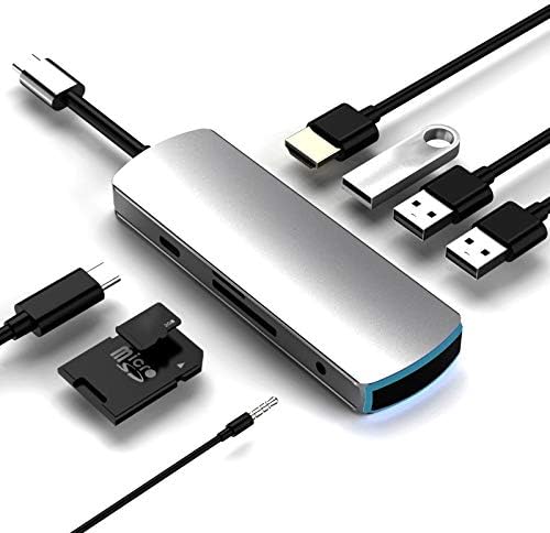 DTJ ATT Mate8 8 In 1 Multi-function Type-C/USB-C HUB Expansion Dock (Green) (Color : Grey)