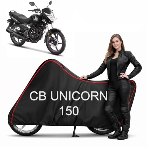 Image of Dustproof Bike Cover Compatible with Honda CB Unicorn 150 | Heavy Duty | Dustproof, UV Resistant, Heat Protection | Elastic Bottom Grip