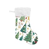 XDKDZIS 2 Pack Family Christmas Stockings Large Xmas Stocking Fireplace Hanging Ornament Holiday Decoration with 30 Vector Tree Illustrations