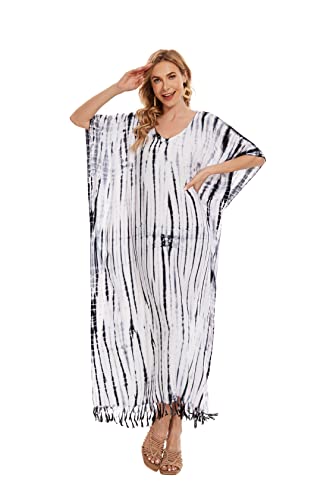 Image of Beautybatik Women Hippie Tie Dye Caftan Kaftan Loungewear Maxi Plus Size Long Dress XL to 4X
