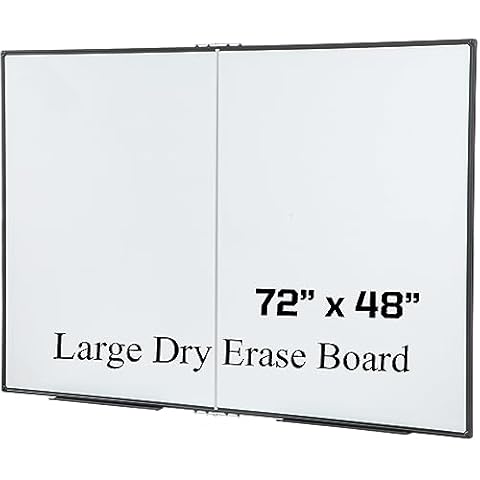 DexBoard Large 72 x 48-in Magnetic Dry Erase Board with Pen Tray| Wall-Mounted Aluminum Foldable Whiteboard Message Presentation Memo Folding White Board for Office Home and School(72" x 48") Cover