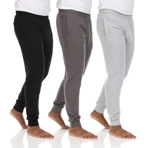 Essential Elements 3 Pack: Men's 100% Cotton Jogger Active Lounge Sweatpants with Pockets
