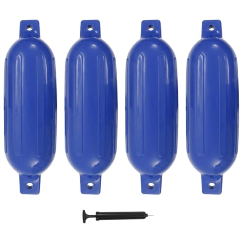 vidaXL 4x Bootsfender mit Pumpe Fender Langfender für Boot Prallschutz Rammschutz Bootschutz Stegfender Kugelfender Blau 58 5x16 5cm PVC