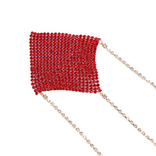 Image of ZGMYC Sparkly Rhinestones Metal Chain Nipple Cover with Tassel, Reusable Adhesive Pasties Sexy Bra Body Chain