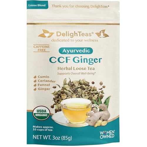 Ayurvedic Detox Cumin, Coriander and Fennel Tea with Ginger - Organic Detox Tea - Supports weight management and enhances nutrient absorption (Loose CCF Ginger, 3 oz.)