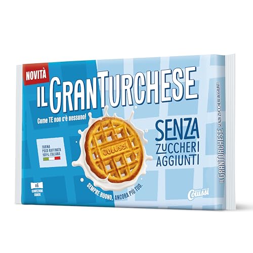 Il GranTurchese Senza Zuccheri Aggiunti - Biscotti Frollini con Buchi, Farina Italiana, Packaging con Carta Certificata FSC da 340g, 6 Confezioni Salvafreschezza