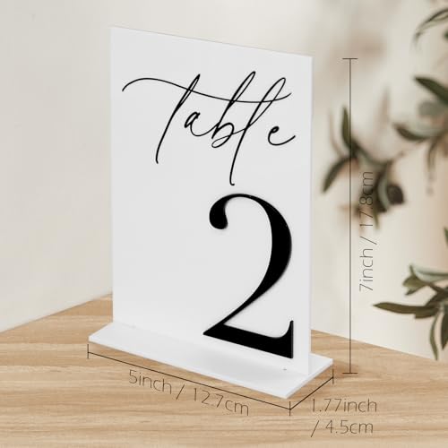 Numéros de table acrylique 1-20 avec supports pour réception de mariage