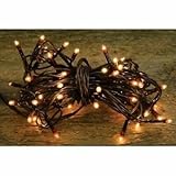 V VERVOX Light Set String Strand 50ct Count Clear Teeny Rice Bulbs Brown Cord Primitive