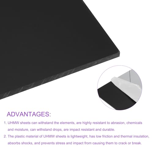 Image of DMiotech 2 Pack 8 x 8 x 0.1 Inch Plastic UHMW Sheets, Ultra High Molecular Weight Polyethylene, Opaque Black Polyethylene Board for Automotive, Chemical, Manufacturing, DIY Home Kitchen