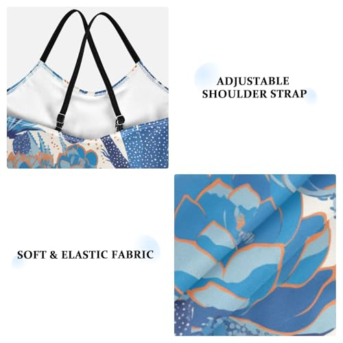 KLL Succulents Cacti Colorful Dots Girl 1 Piece Swimsuits Beach Swimming Suits Adjustable Shoulder Strap Quick-Dry3