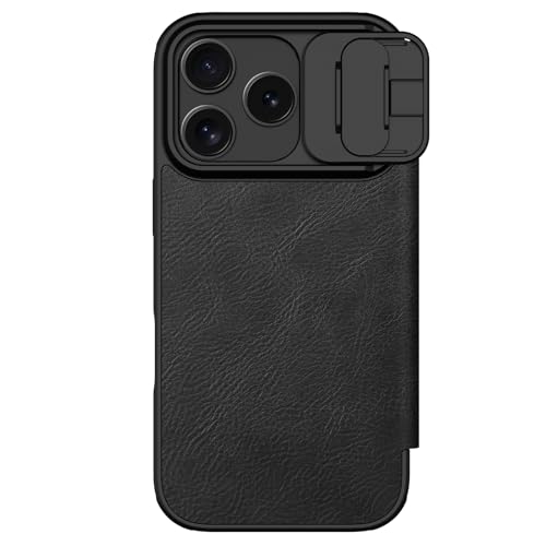 Image of Nilkin Wallet Flip Case for iPhone 17 Pro with Card Slot and Camera Slider, PU Leather Case Cover, All-Around Protection (Black, iPhone 17Pro)