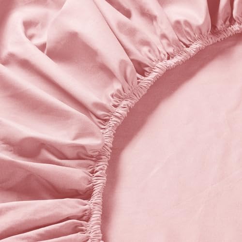 Drap-housse rose clair 90 x 200 cm ULLVIDE linge de lit simple extensible - 6