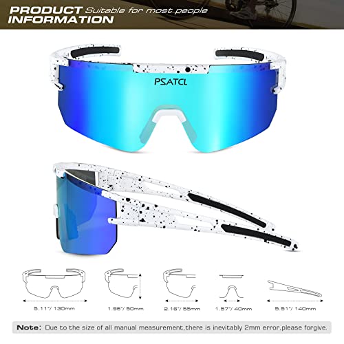 Psatcl Polarized Sunglasses For Men Women, Uv400 Outdoor Sports Windproof Cycling Sunglasses For Baseball, Running, Golf (Light Blue Lenses) #TOP3