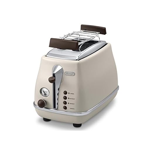 De'longhi CTOV 2103.BG - Tostadora Icona Vintage, 900 W, 2 rebanadas, acero inoxidable, beige