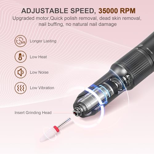 Perceuse à ongles électrique 35000 tr min sans fil pour un façonnage précis
