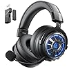 EKSA Auriculares inalámbricos para juegos para PS5, PC, PS4, Mac, Switch, auriculares para juegos con 2.4 GHz, Bluetooth 5.3, sonido envolvente 7.1, micrófono desmontable con cancelación de ruido