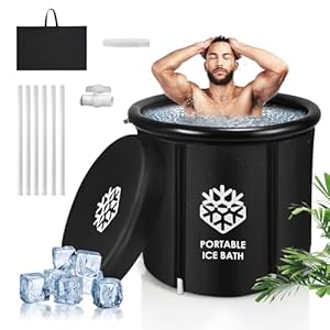 WildFun IJsbad buiten voor atleten, 376L koud dompelbad voor herstel, opvouwbare koude plunge tank draagbaar ijsbad vrijstaand koud water therapie dompelbad volwassenen