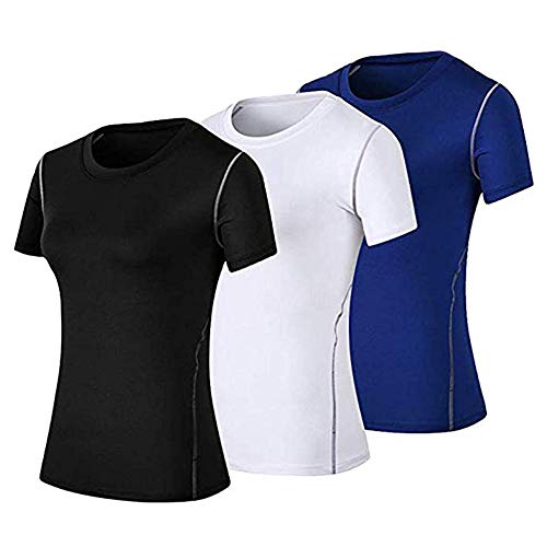 WANAYOU Women's Compression Shirt Moisture Wicking Performance Workout Athletic Running Short Sleeve T