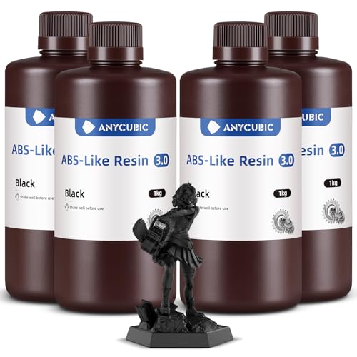 Image of ANYCUBIC ABS-Like Resin 3.0, 3D Printer Resin with Enhanced Strength and Toughness, High Precision and Minimal Shrinkage, Wide Compatibility for All LCD Resin 3D Printers (Black, 4kg)