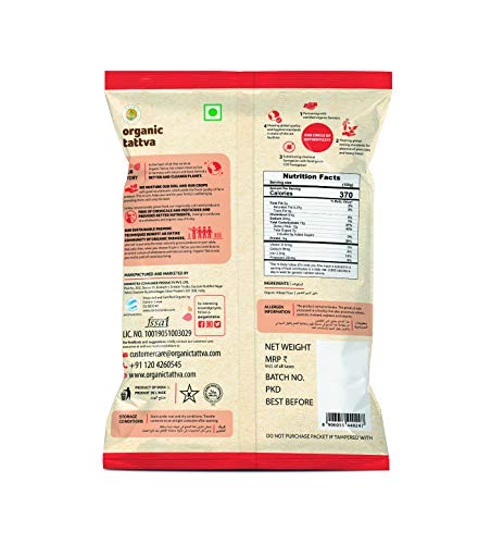 Image of Organic Tattva Whole Wheat Flour 1kg - Stone Ground Chakki Atta for Soft & Tasty Rotis, Everyday Cooking Essential (Pack of 3)