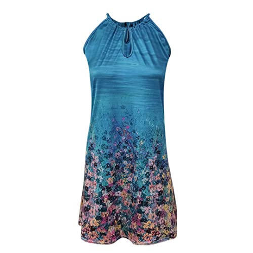 Robe vintage sans manches bleue XXL idéale pour flâner sur la plage en été