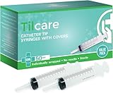 60ml Catheter Tip Syringe with Covers 50 Pack by Tilcare - Sterile Plastic Medicine Food Droppers for Children, Pets or Adults – Latex-Free Oral Medication Dispenser - Large Feeding Tube Syringes