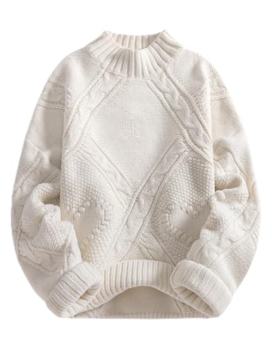 Aelfric Eden Women's Oversized Cable Knit Chunky Sweater Mock Neck