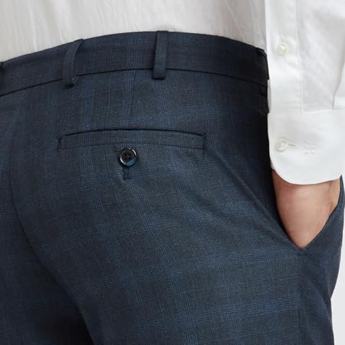 Image of Raymond Men Slim Fit Checks Pattern Polyester Blend Flat Front Formal Trouser