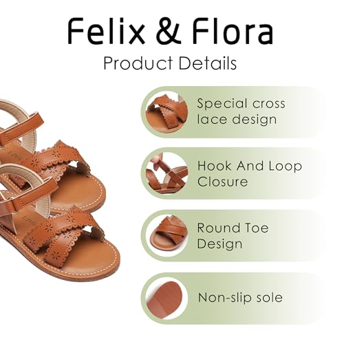 Image of Felix & Flora Toddler Girl Sandals - Little Girl Easter Dress Shoes Lightweight Open Toe Beach Holiday Flats