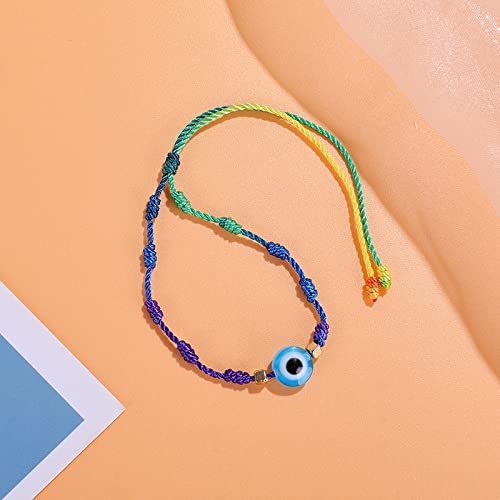 Image of Caiyao Evil Eye Bracelet - Handmade Adjustable Red Black String Knot Lucky Kabbalah Protection Bracelet