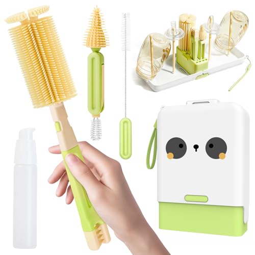 Image of Trustnice Baby Travel Set - 8-in-1 Brush Set with Silicone Brush, Drying Rack, and Organizer Case - Ideal Gifts for Moms